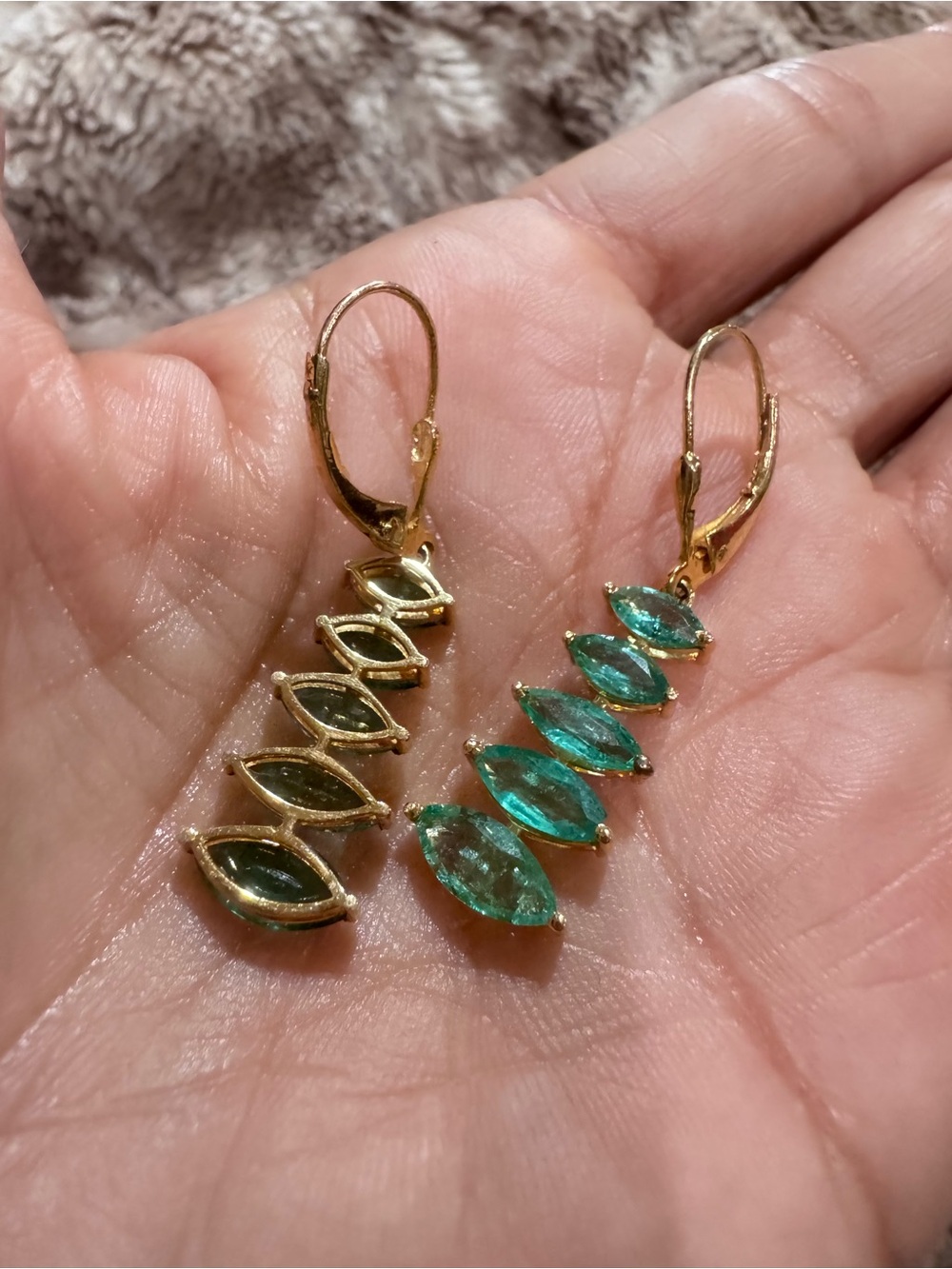 Certified 14K Natural Emerald Dangle Earrings 4.08 CTW Marquise Cut Leverback - Picture 4 of 13